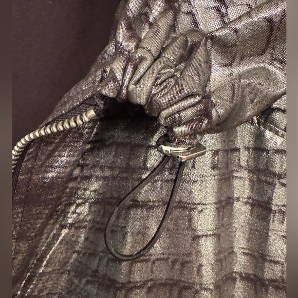 Chicos Zynergy zip jacket sliver and black size 3. - Picture 4 of 5